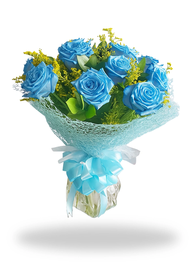 Blue Sapphire Roses Hand Bouquet
